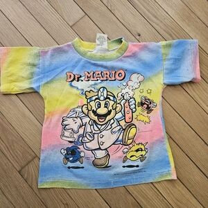 RARE Vintage 90s Dr. Mario Kids Tie-Dye T-Shirt | Nintendo Graphic Tee | Size 5